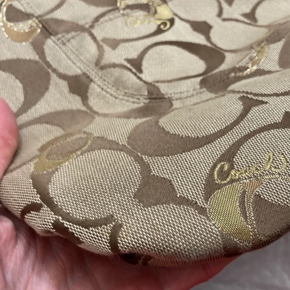 Coach vintage y2k signature poppy brown signature c tote bag gold hearts RARE